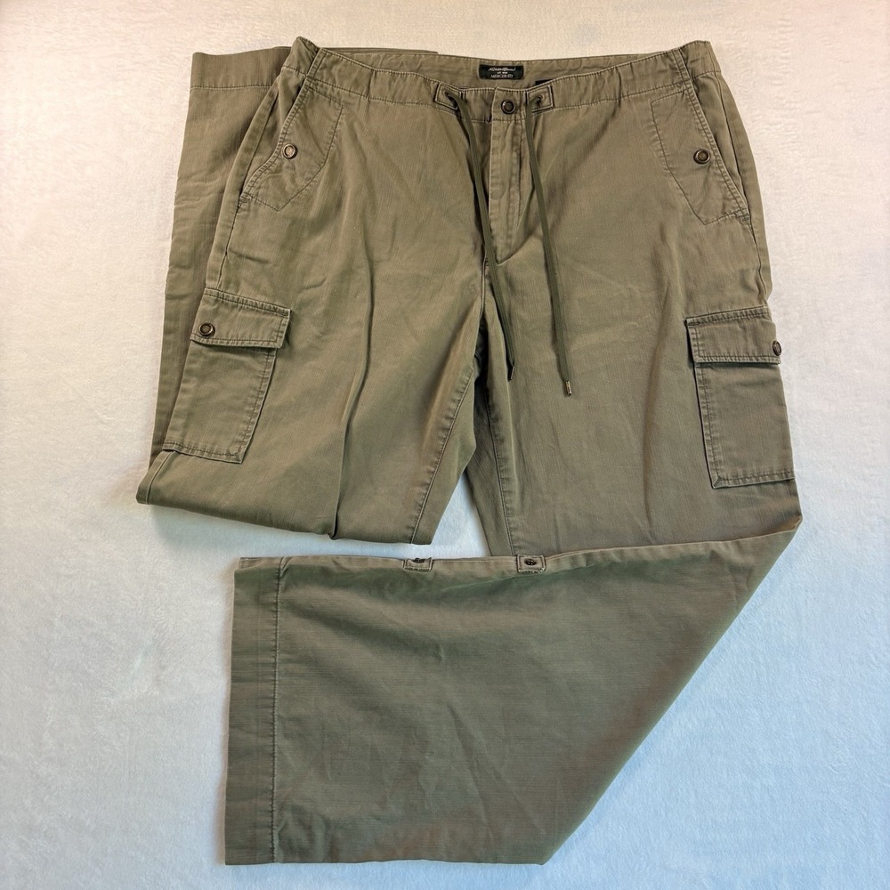 Eddie Bauer Mercer Fit Olive Cargo Pants Womens 16 Straight Leg Utility Outdoor